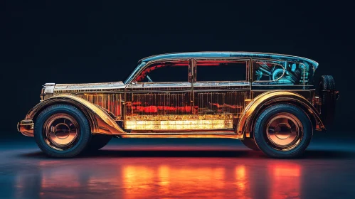 Illuminated Classic Car with Transparent Body