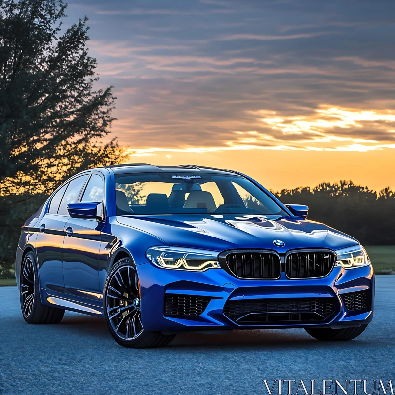 BMW Luxury Sedan During Sunset AI Image