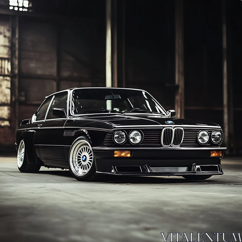 Vintage BMW in Industrial Setting AI Image