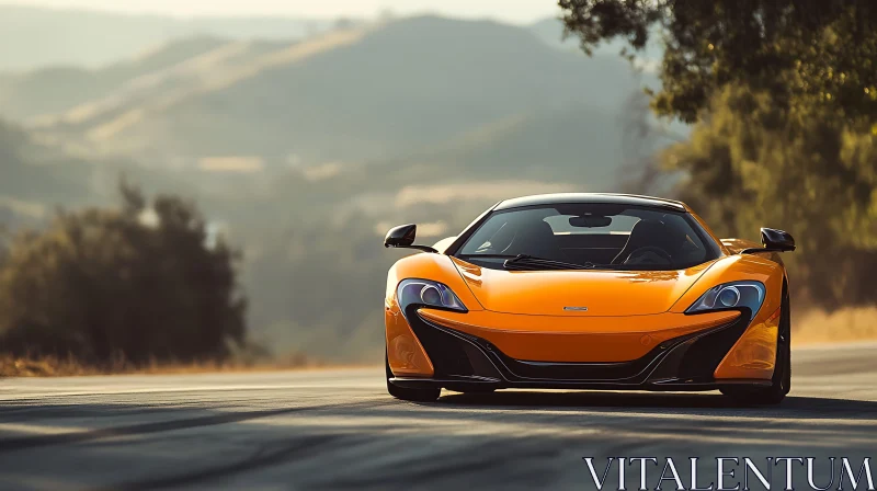 Luxurious Orange Sports Car AI Image