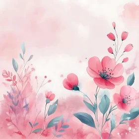 Pink Flowers in Watercolor