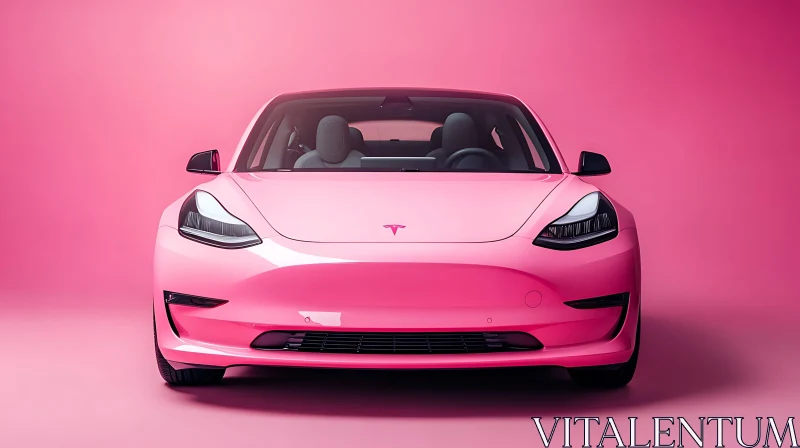 Modern Pink Electric Car Front Design AI Image