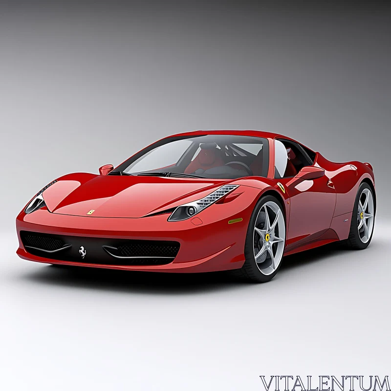 Stylish Red Sports Car on Neutral Background AI Image