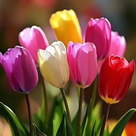 Colorful Tulips Blossoming in the Garden