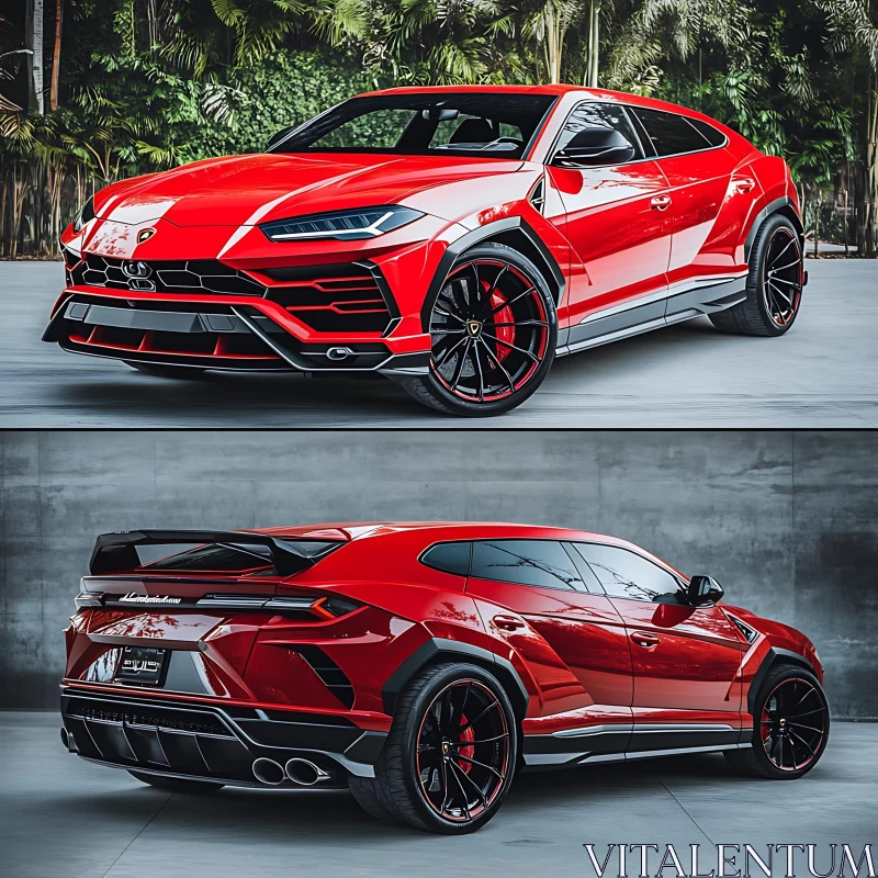 High-End Red Sports SUV with Aggressive Styling AI Image