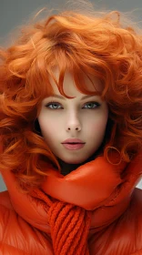 Captivating Portrait of a Young Lady with Orange Curly Hair