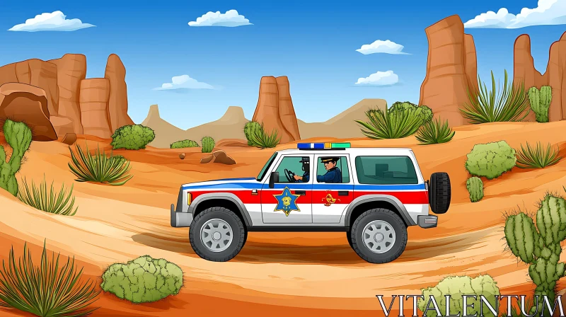 Police SUV Driving Through Desert AI Image