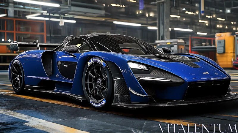 Modern Blue Supercar with Aerodynamic Design AI Image