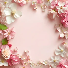 Floral Frame of Pink and White Flowers