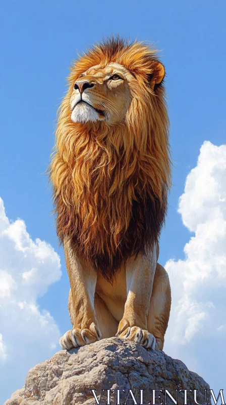 AI ART Regal Lion under Blue Sky