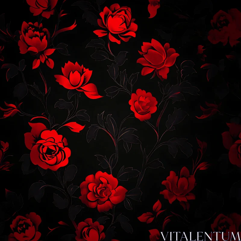 AI ART Red Roses Against Dark Backdrop