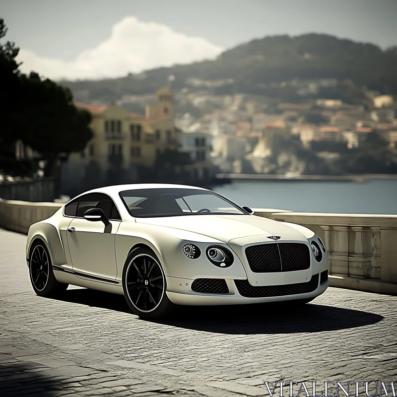 Sleek Modern Sports Car in Picturesque Cityscape AI Image