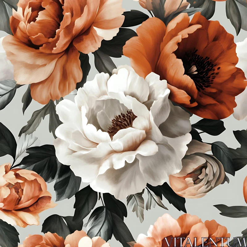 Detailed Close-Up Floral Illustration AI Image