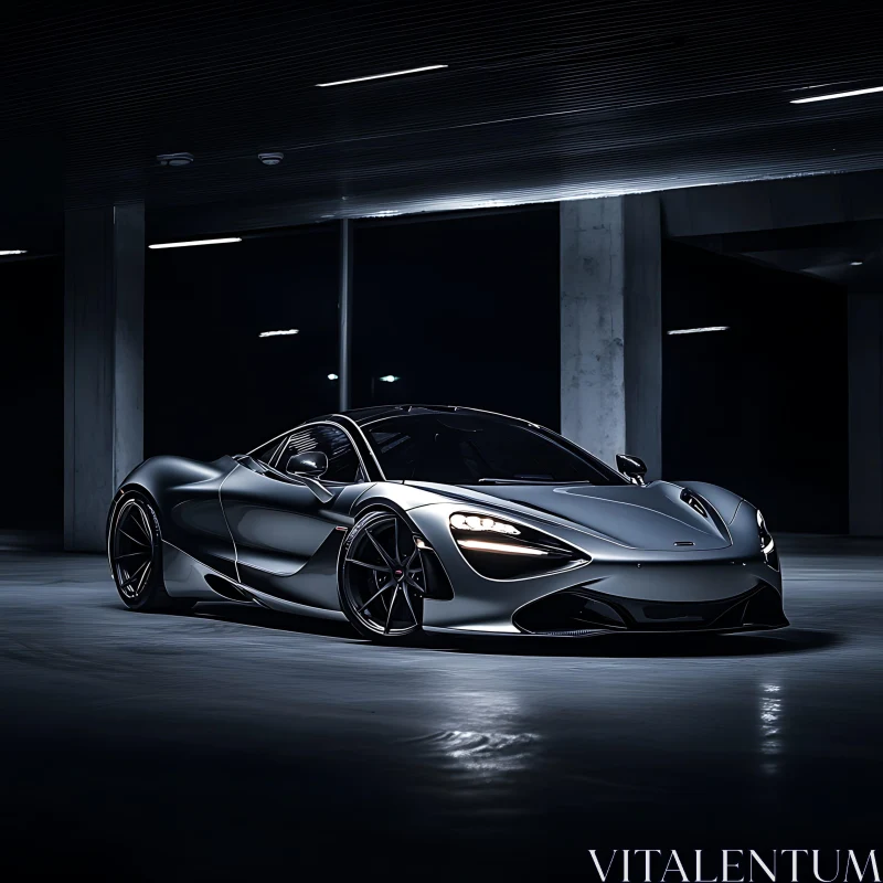 Elegant Sports Car in Dark Garage AI Image