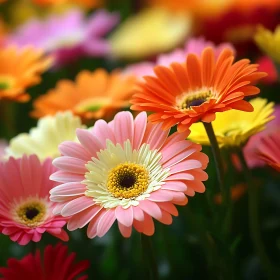 Colorful Gerbera Daisies Close-Up