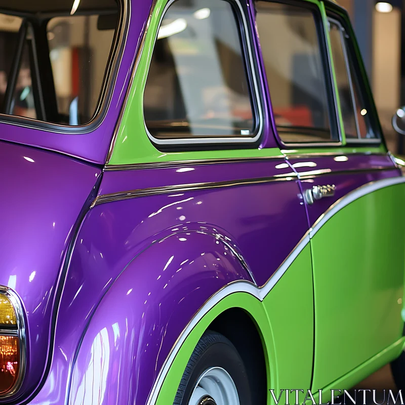 Purple and Green Classic Automobile AI Image