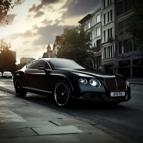 Luxury Black Bentley in Urban Setting