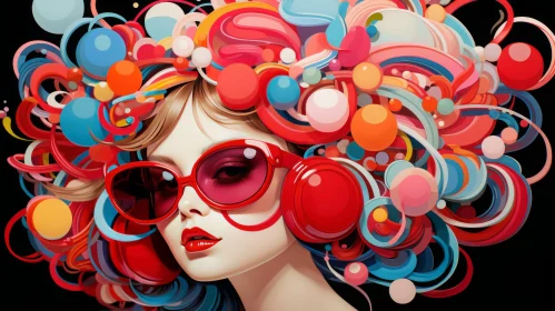 Surreal Candy-Coated Artwork: Woman with Colorful Hair