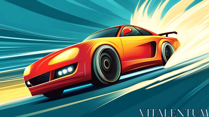 High-Speed Red Sports Car in Motion