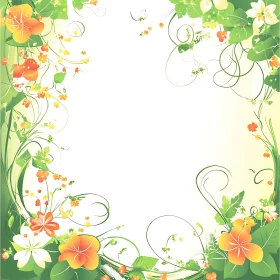 Decorative Floral Border with Colorful Blossoms