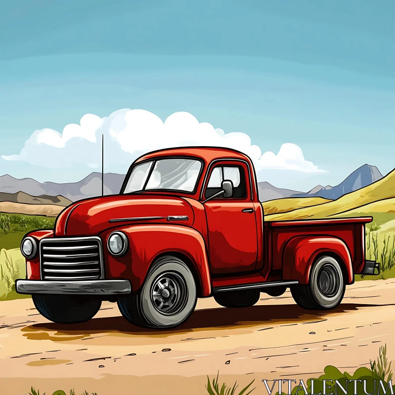 Classic Red Pickup Truck Illustration Classic Red Pickup Truck Illustration