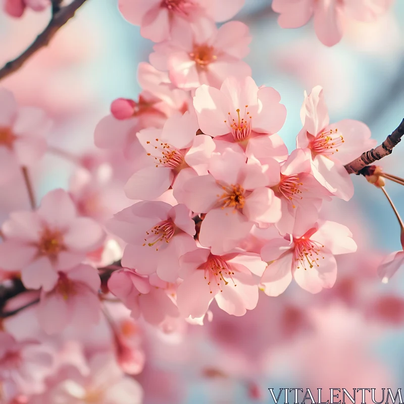 Pink Cherry Blossoms Close-Up