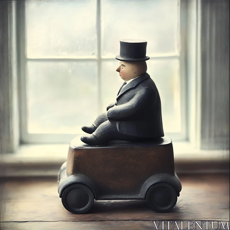 Nostalgic Figurine Sitting on Car Next to Window Nostalgic Figurine Sitting on Car Next to Window