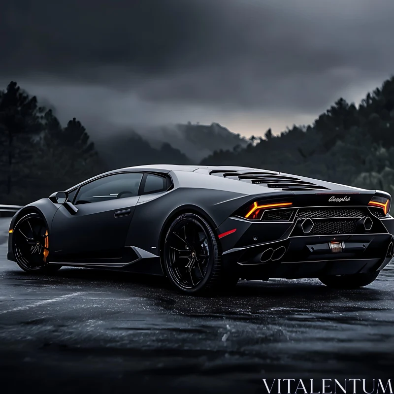 Luxury Vehicle on Misty Night Mountain Drive AI Image