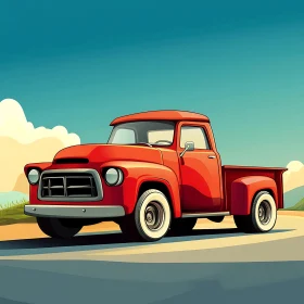 Classic Red Pickup Truck Art