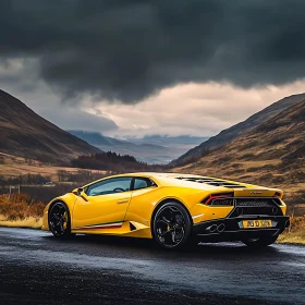 Luxury Supercar with Cloudy Sky Background