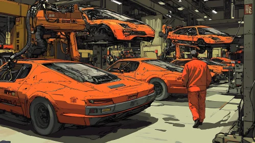 Orange Sports Cars Under Assembly