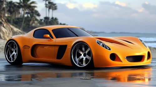 Luxury Sports Car by the Beach