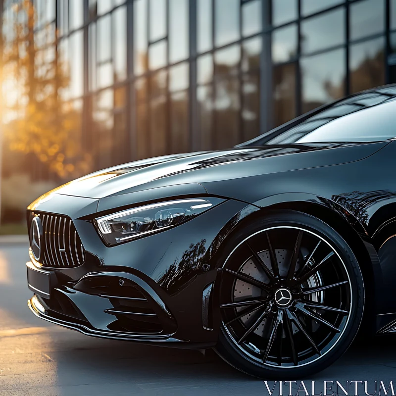 Elegant Black Car at Sunset AI Image