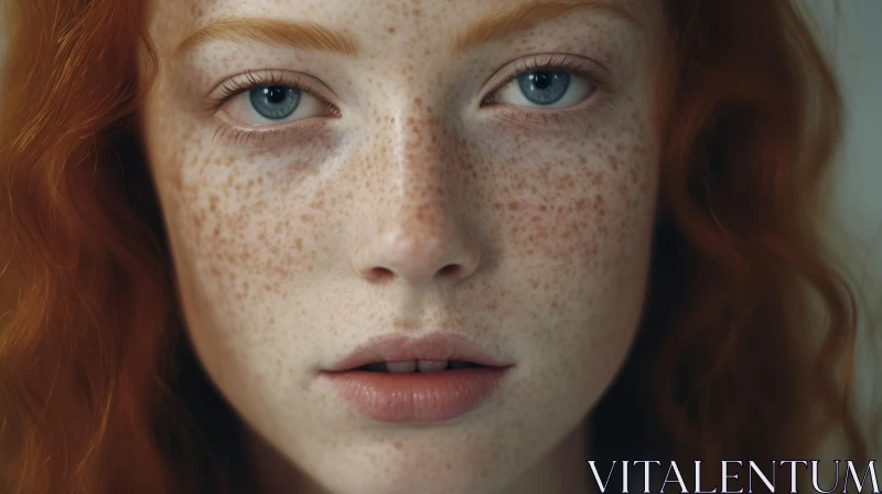 Captivating Close-Up Portrait of a Person with Freckles AI Image