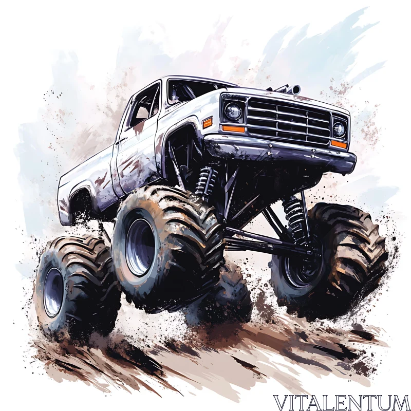 Off-Road Adventure with a Mighty Monster Truck AI Image