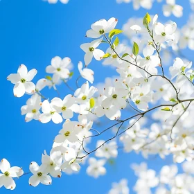 White Dogwood Blossoms in Springtime