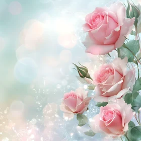 Soft Pink Roses in Bloom with Bokeh