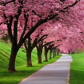 Cherry Blossom Canopy Over Path