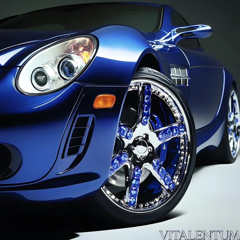 Luxurious Shiny Blue Sports Car AI Image