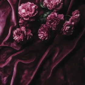 Opulent Pink Flowers with Dark Silk Background