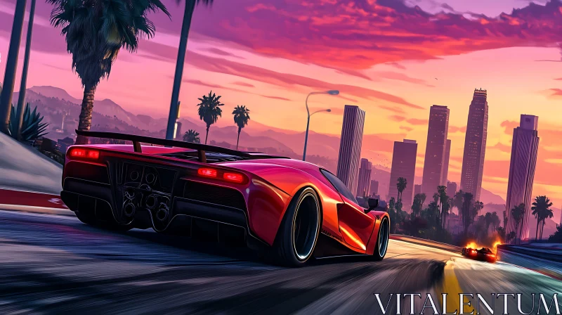 High-Speed Supercar Adventure at Dusk AI Image