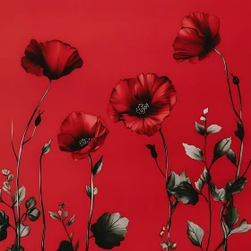 Striking Red Poppies Artwork