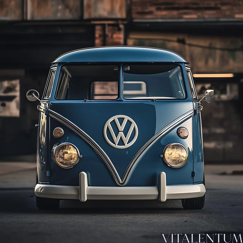 AI ART Vintage VW Camper Van in Industrial Setting