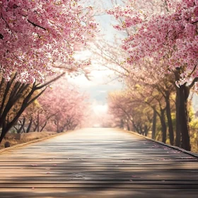 Picturesque Cherry Blossom Path in Spring