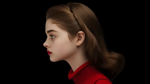 Captivating Lady in Red Coat - Hyper-Realistic Portrait