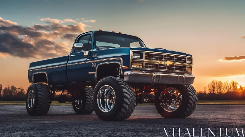 Majestic Vintage Truck in Evening Glow AI Image