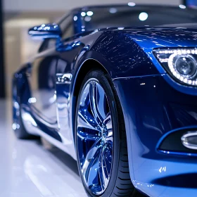 Sleek Blue Luxury Car on Display