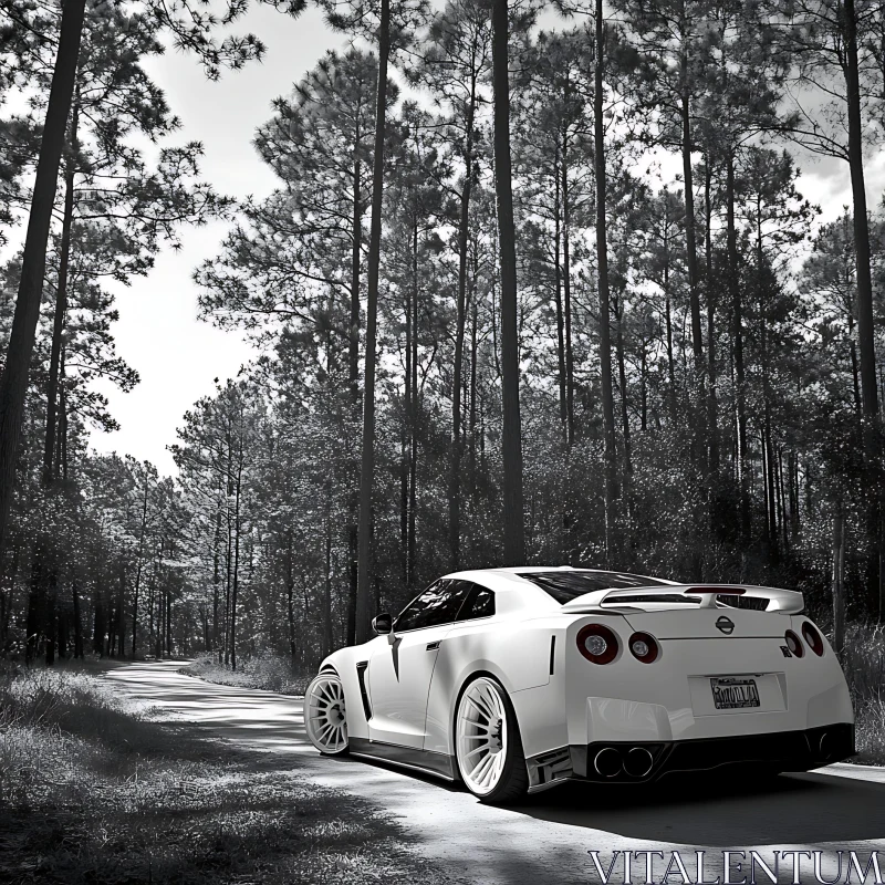 Stylish Sports Car in Natural Setting AI Image