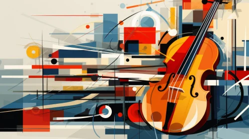 Abstract Violin Artwork With Colorful Graphic Illustrations