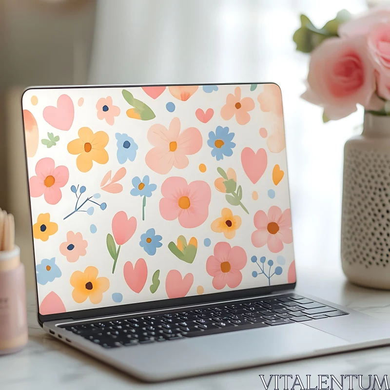 AI ART Pastel Floral Laptop Skin